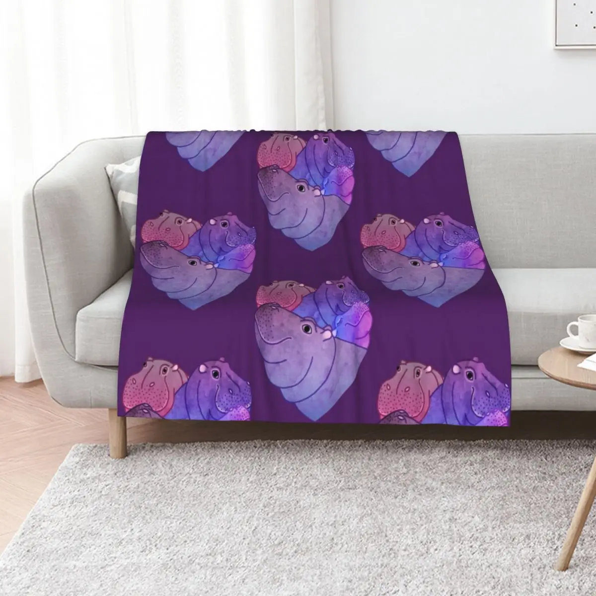 

Heart Hippos Throw Blanket Winter beds Extra Large Throw wednesday Moving Blankets