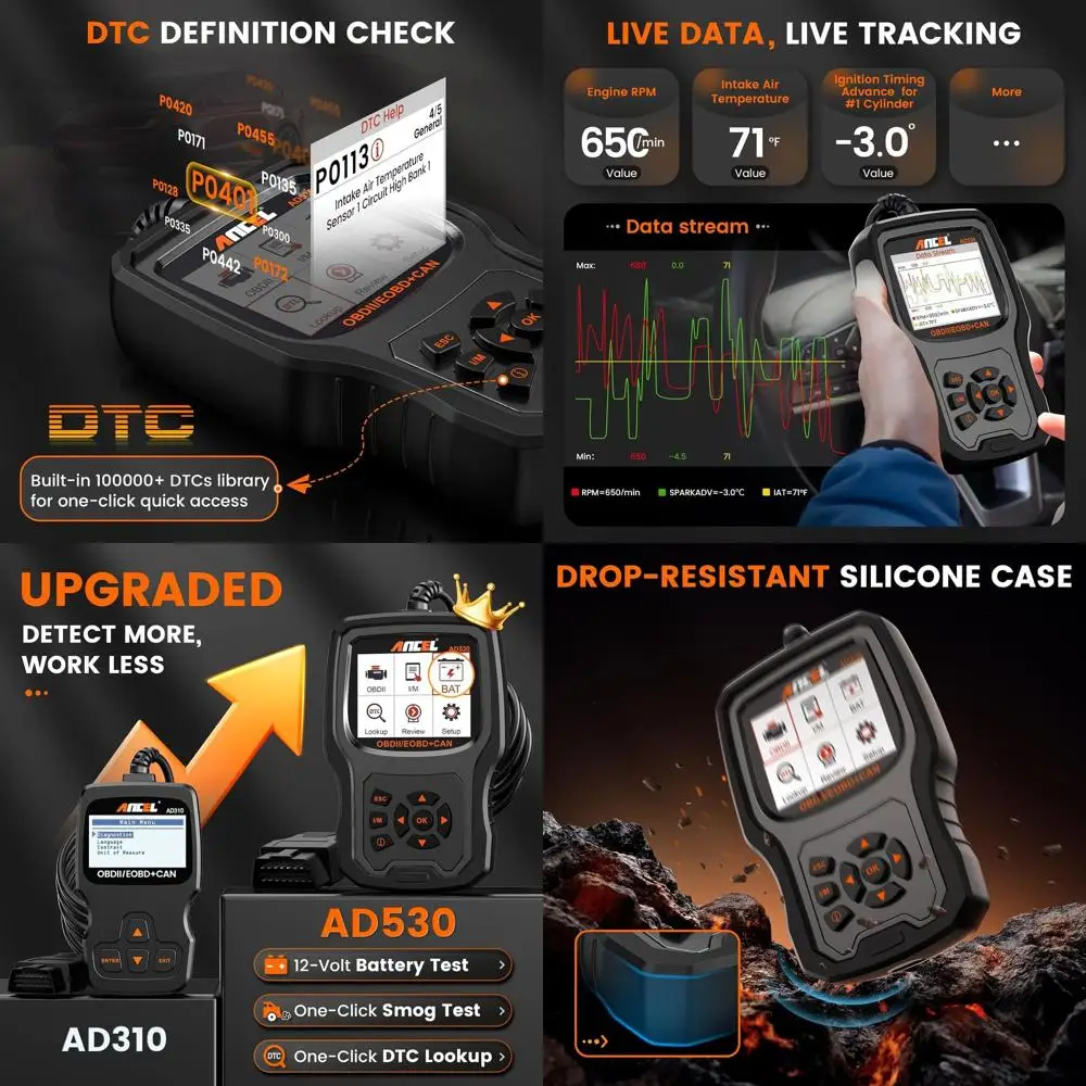 

AD530 OBD2 Scanner — обновленный AD310, считыватель автомобильных кодов для проверки двигателя, полный инструмент сканирования OBDII для чтения и четких кодов неисправностей, Ba