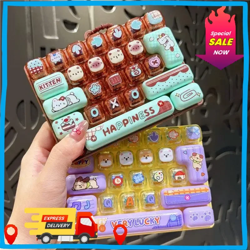 Cute Stress Relief Decompression Toy 26 Key Press Button Toy Durable Bag Ornament For Family Party Favors