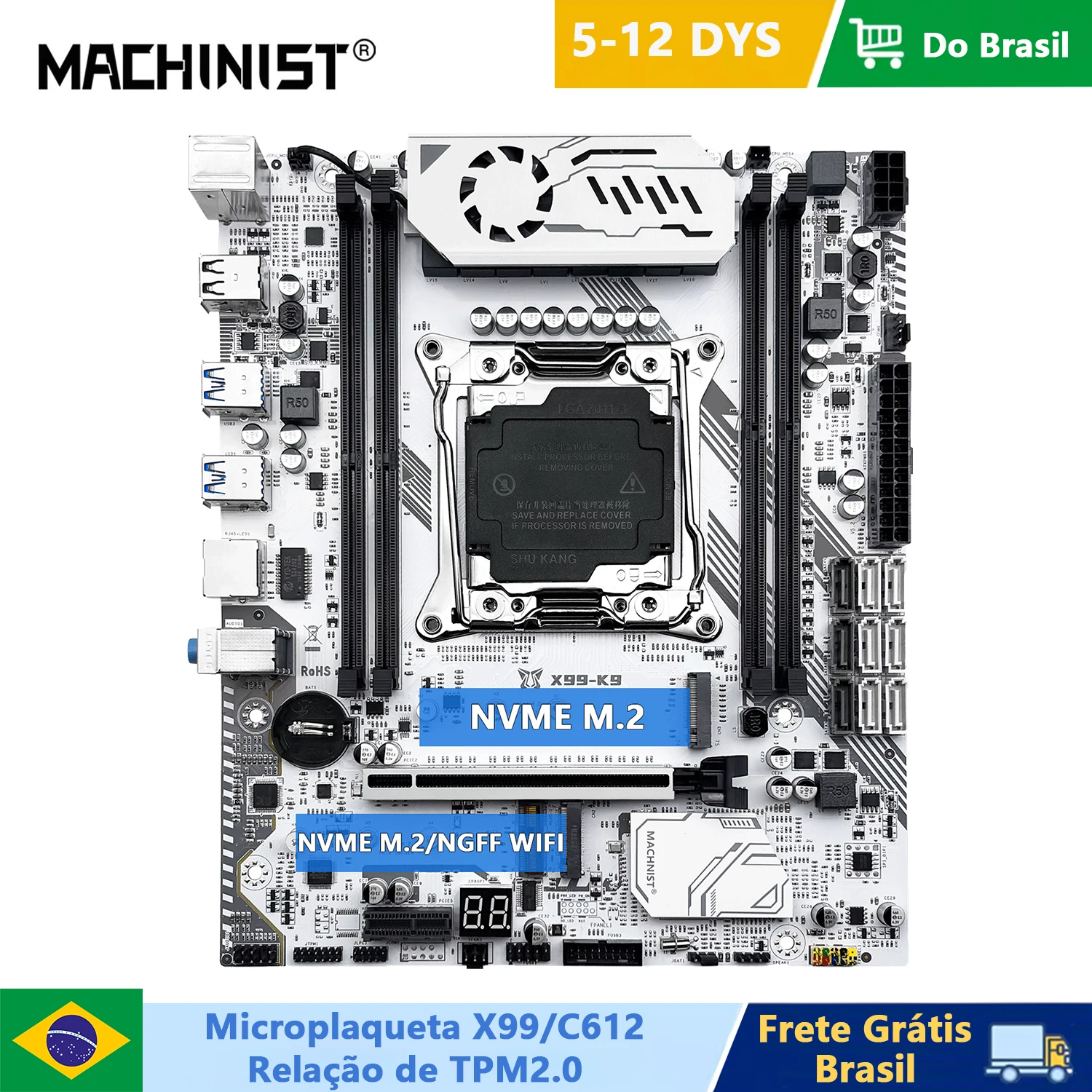 MACHINIST X99 K9 Placa-mãe C612 Chip Suporta TPM2.0 Quatro canais DDR4 RAM LGA2011-3 Xeon E5 CPU NVME PCIE3.0