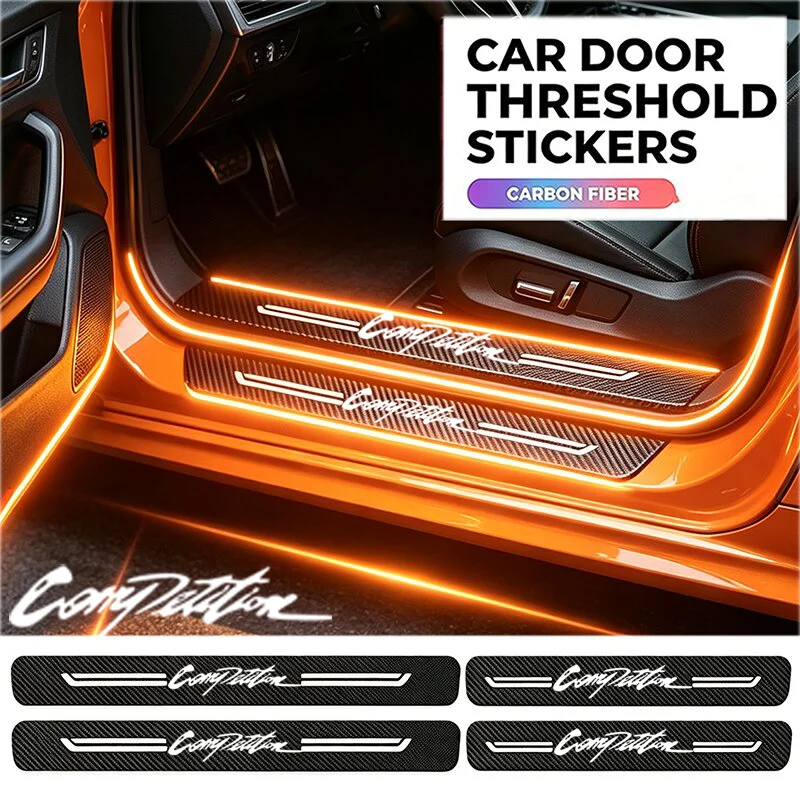 Car Door Sill Protector Trunk Bumper Protective Film For Mitsubishi Competition Logo Pedal Water Proofing Strips Guard Accessory