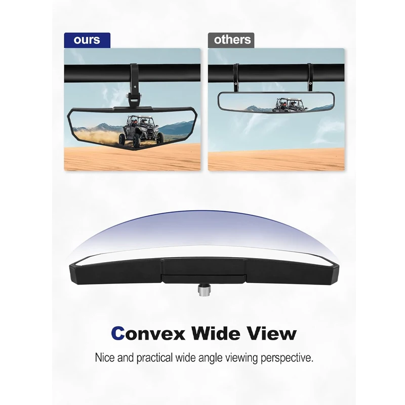 Regulowane lusterko wsteczne centralne UTV SXS RZR z aluminiową zaciską pasujące do rolki 1,5"-2" dla Polaris RZR Kawasaki