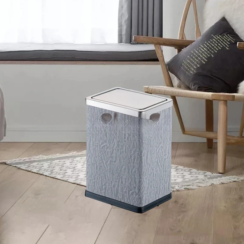 Bathroom Trash Can Rolling Cover Type Rectangular Living Room Bedroom Trash Can Luxury Narrow Cubo Basura Storage Baskets