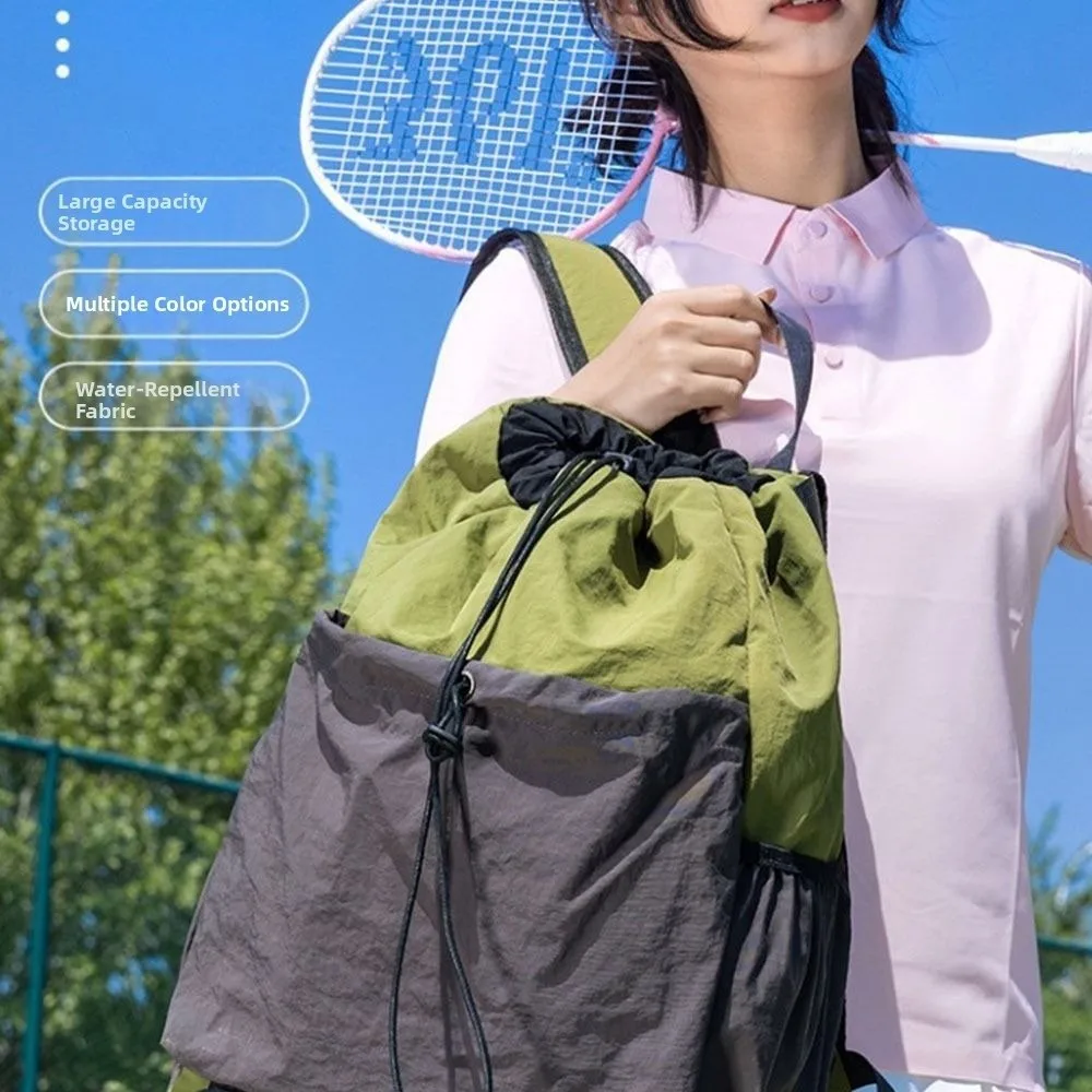Large Capacity Tennis Racket Backpack Lightweight Casual Badminton Sports Bag Waterproof Adjustable Strap Drawstring Fitness Bag