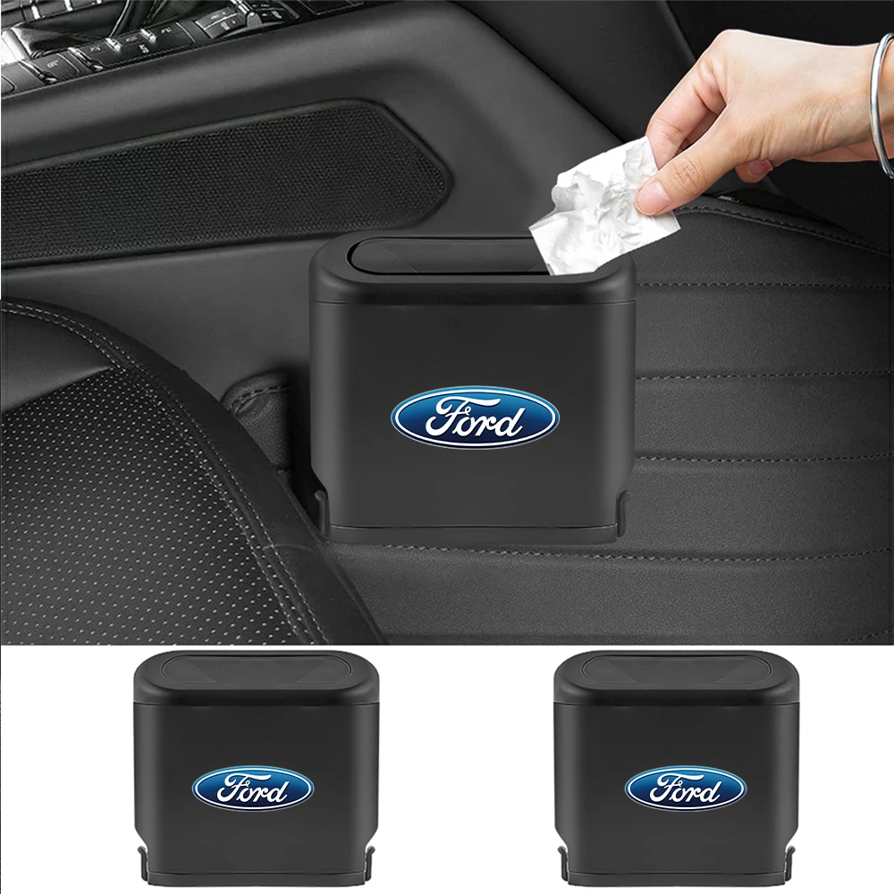Cubo de Basura para Auto, Caja de Almacenamiento con Tapa Central, 1 Pieza, para Ford Fiesta, Ecosport, Kuga, Mondeo, Focus 2, Mustang, Ghia MK5, Edge, ST, Taurus, Falcon