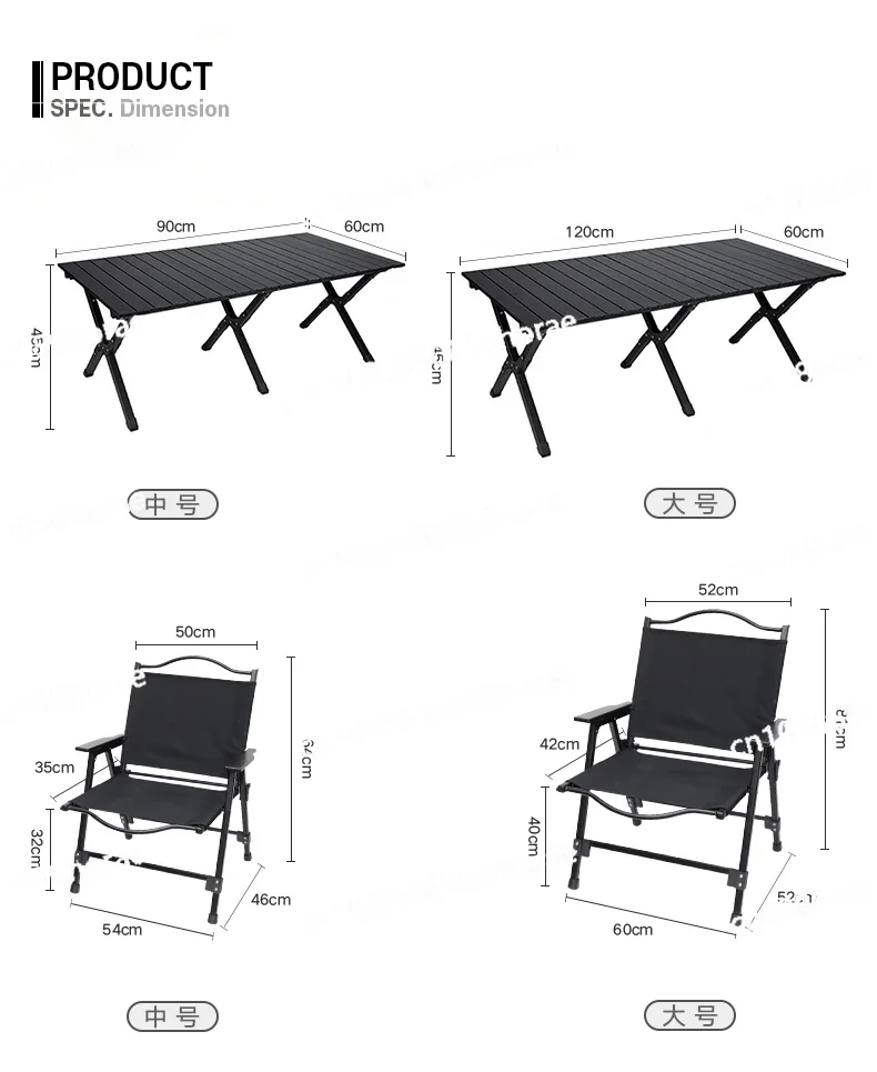 Outdoor Folding Blackened Camping Egg Roll Table Portable Camping Equipment Table and Chair Set Picnic Courtyard Long Table