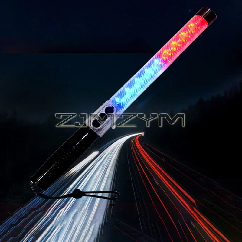 40cm LED Red and Blue Flashing Light Rechargeable Road Traffic Wand Outdoor Night Safety Stick Command Tool