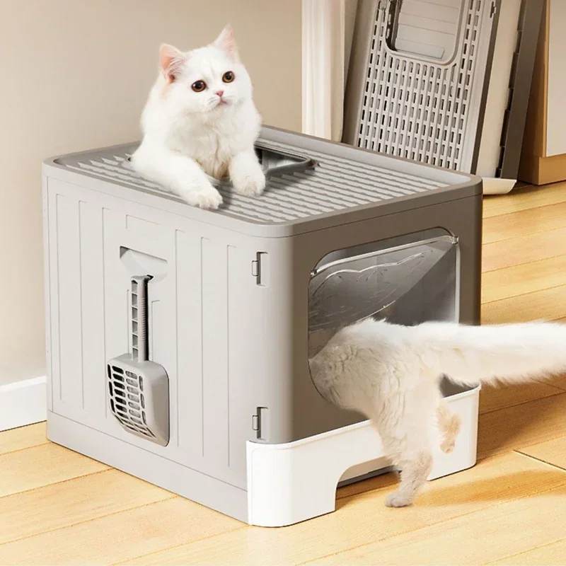 

Practical Cat Litter Box Enclosed BedpanConvenient DrawerHollow PedalModern Pet CrateHygienic Cat Supplies Spacious Design