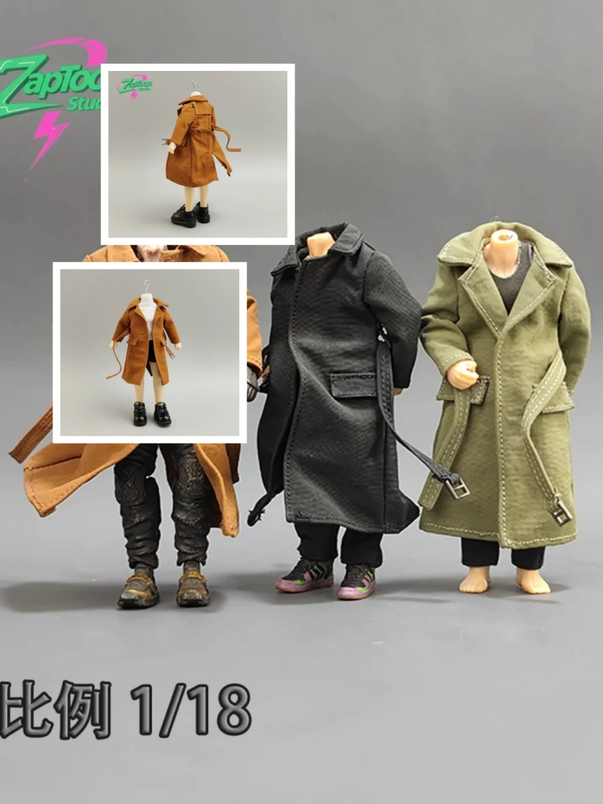 【Only Clothes】1/18 Scale Male Soldier Built-in Wire Sculptable Belted Trench Coat Fit 3.75''Action Figure BFS A Si2.0 Model Toys