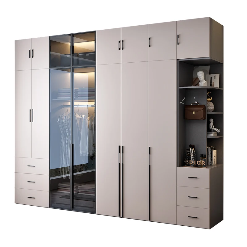 

Wardrobes Bedroom Storage Cabinet Modern Simple Household Wood Clothes Furniture