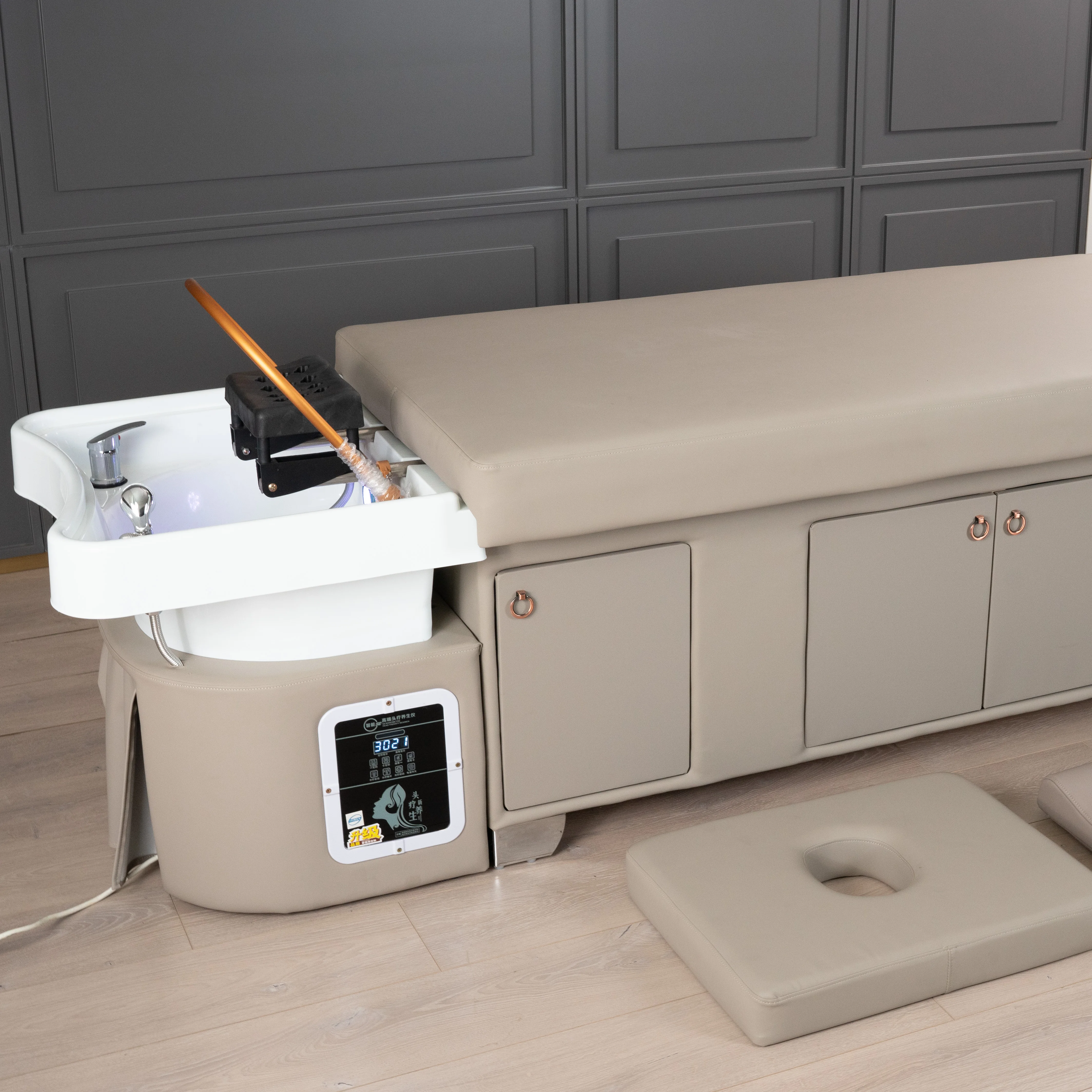 Professional Portable Modern Salon Shampoo Bed With Back Lift Spa Chair & Thai Foot Massage-OEM/ODM Customizable