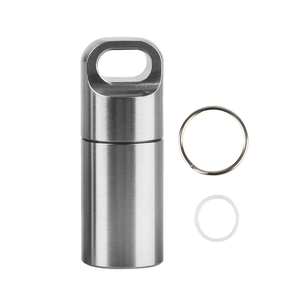 Stainless Steel Pendants Keychain Pill Case Portable Waterproof Camping Firstaid Pendant Mini Medicine Boxes Pill Storage Box