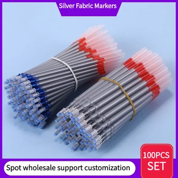 100 PCS כסף מילוי בד סמני עבור עיפרון בד עטים תפירה טקסטיל דיו מילוי עבור תפירה כותנה, משי, ג 'ינס, עור