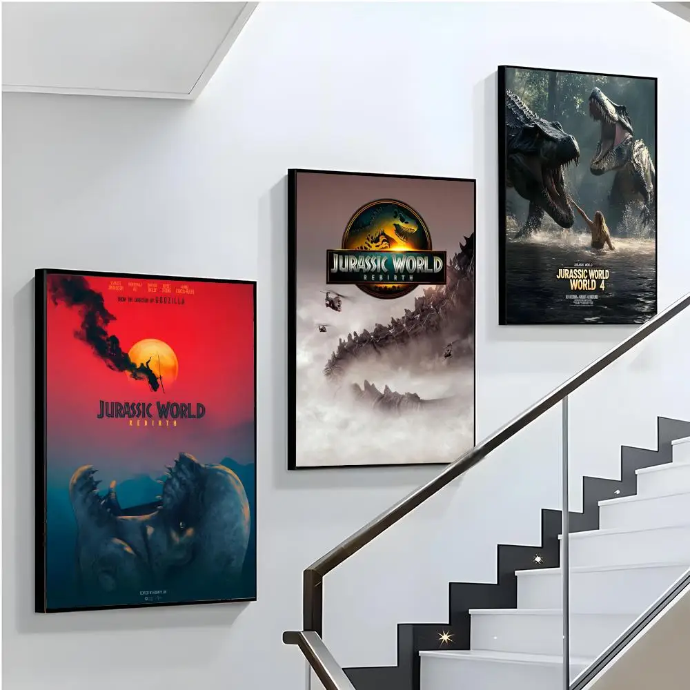 فيلم J-Jurassic World R-Rebirth ملصق HD جدارية فنية Wallart مقاوم للماء خمر طباعة ديكور للمنزل الديكور لتقوم بها بنفسك دائم