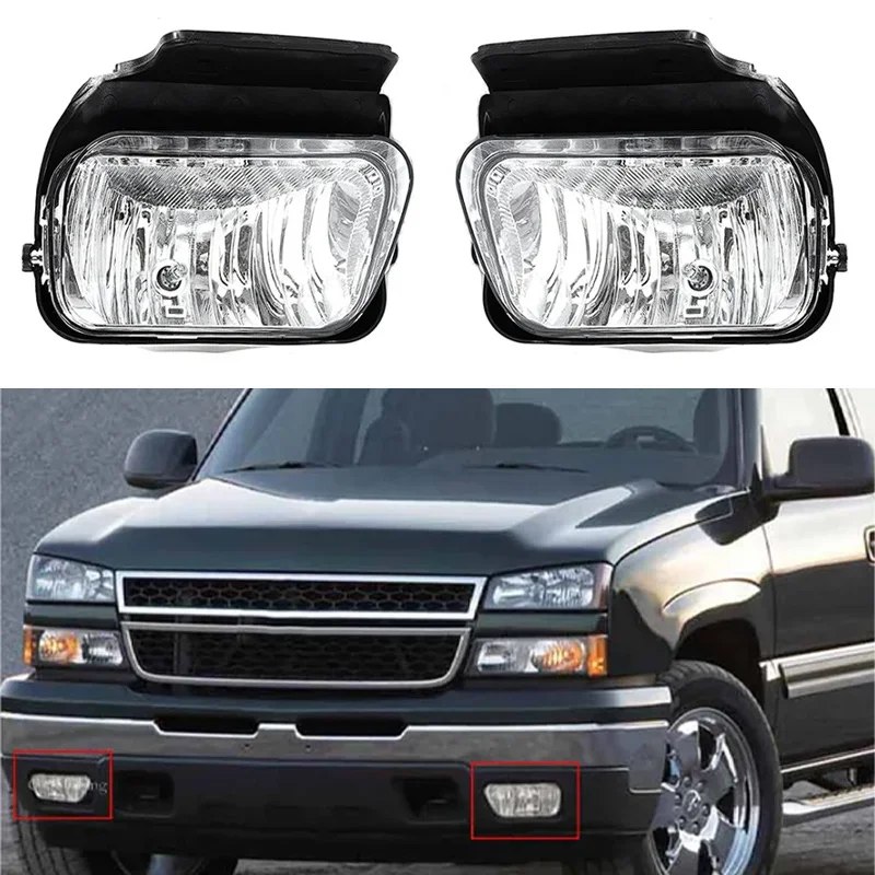 Pair Left&Right Fog Lamp Assembly For Chevrolet SILVERADO 1500 2500 3500&HD Classic 2003 2004 2005 2006