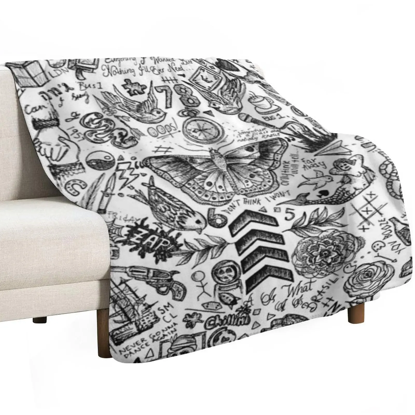 1D's tattoos Throw Blanket Soft Beds Heavy Thin Luxury Brand manga Softest Blankets