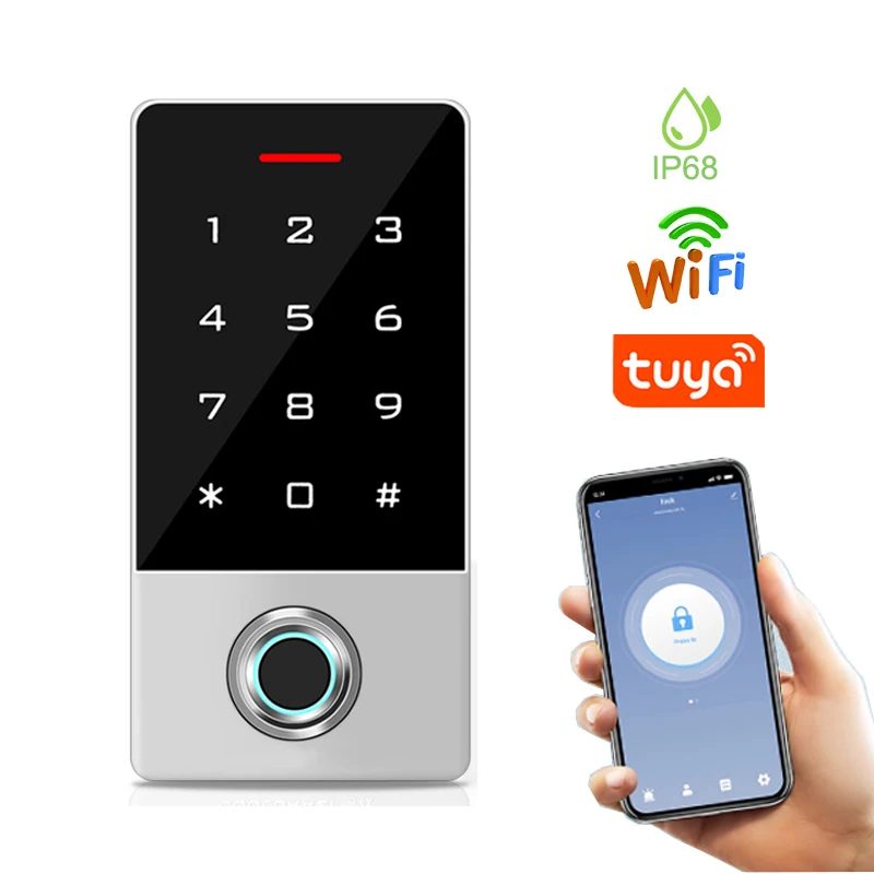 

New WIFI Tuya APP IP68 Access Control System Standalone Access Controller Waterproof Biometric Fingerprint RFID Card Door