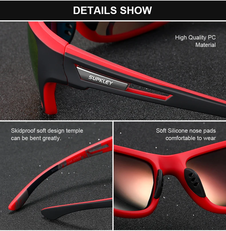 Supkley Männer polarisierte bunte Sonnenbrille Mode Sport Sonnenbrille uv400 Männer Frauen Bergsteiger brille – Detail 3