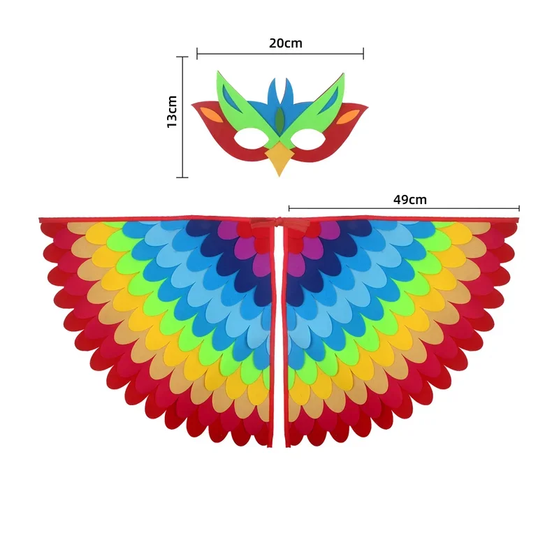 SN55Children Owl Wings Costume Animals Peacock Felt Cloak with Mask for Kids Boys Girls Stage Performance Halloween Party Ca$@1w