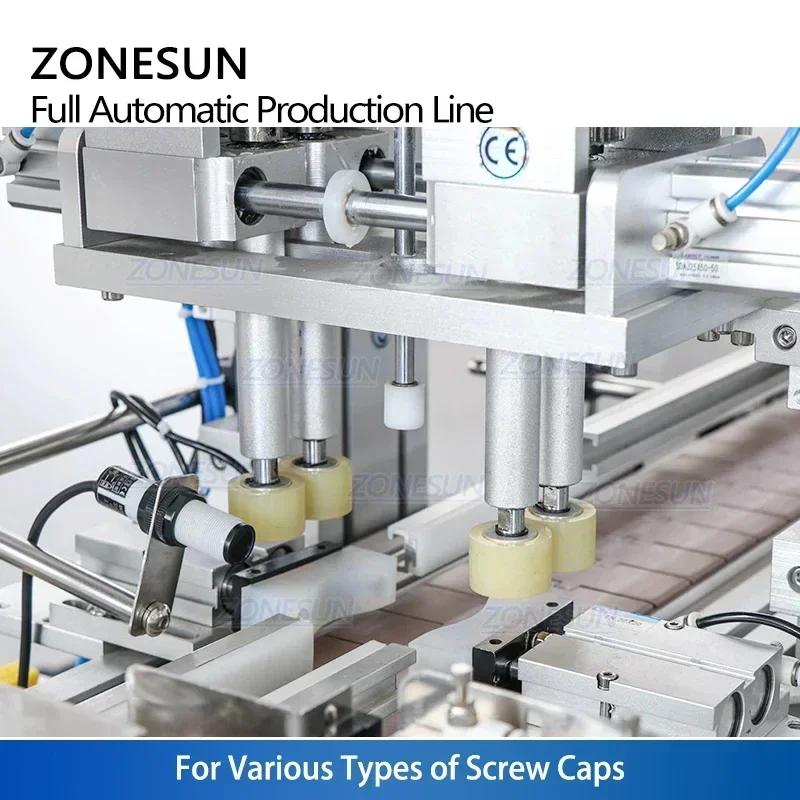 Zonesun ZS-FAL180R8 bomba magnética linha de máquina de enchimento e rotulagem de líquido com máquina giratória de garrafa totalmente automática