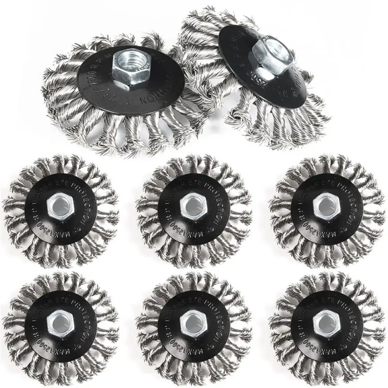 FYBL-For 4-1/2 Inch Angle Grinder Compatible 1 Set Of 8 Pcs Steel Wire Wheels, Including Twisted…