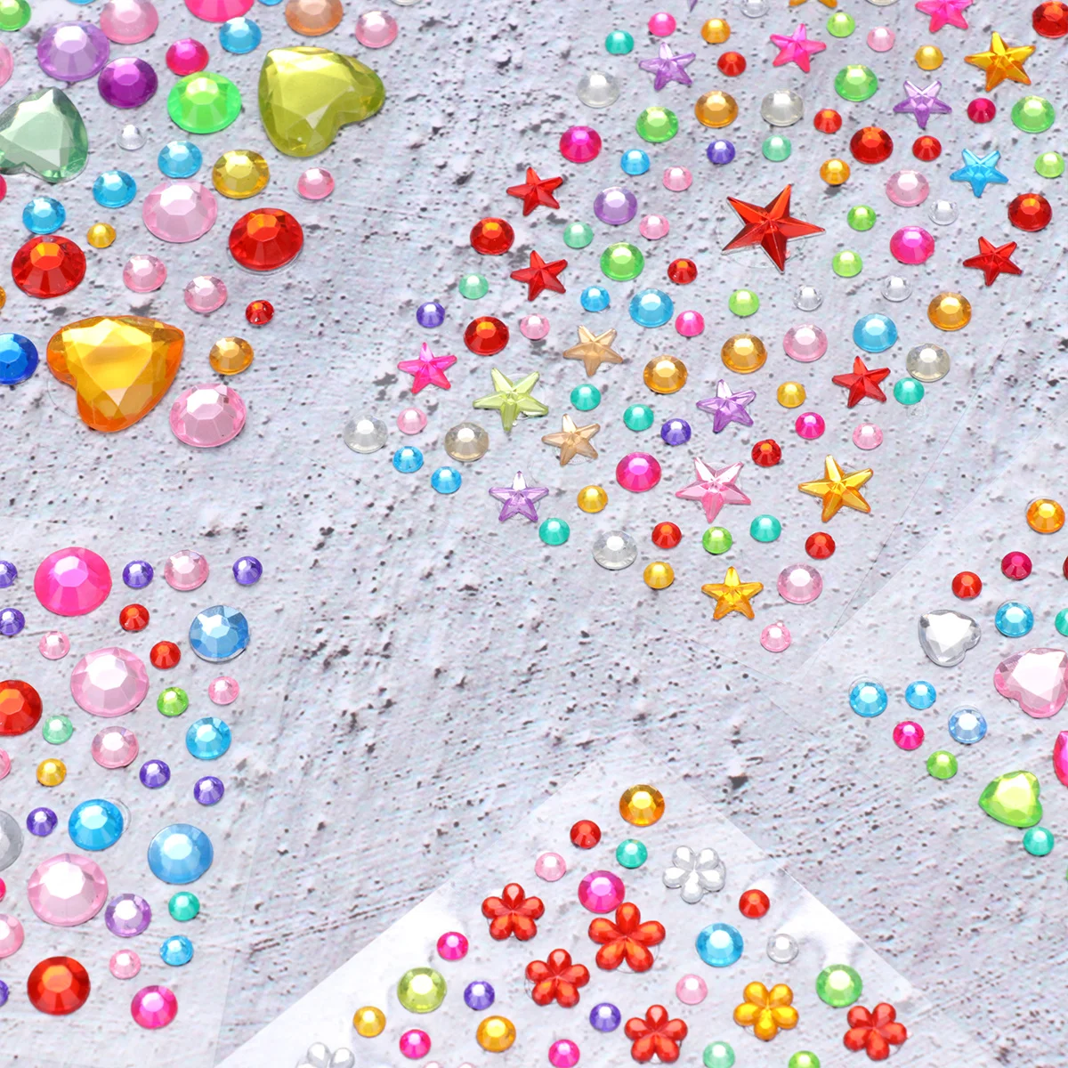 

5 Sheets Diamond Stickers Premium Acrylic DIY Rhinestones for Phone Craft Decoration Colorful Shapes Size Variety