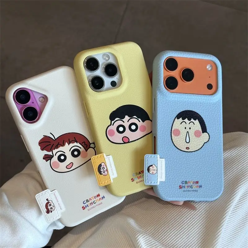 Kawaii تلوين شين تشان جراب هاتف آيفون 17 16 13 14 15 12 11 برو ماكس XR X XS زائد الكرتون Portector الغطاء الخلفي #1