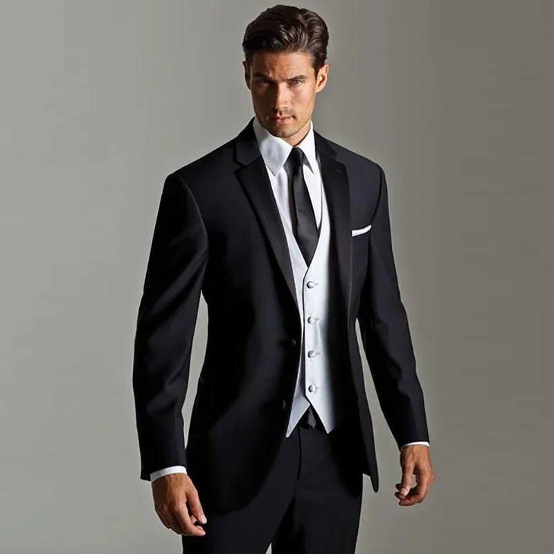 

2024 Latest Coat Pant Designs Black and White Men Suits Smart Casual Slim Fit Costume Homecoming Tuxedo Business Wedding 3 Piece