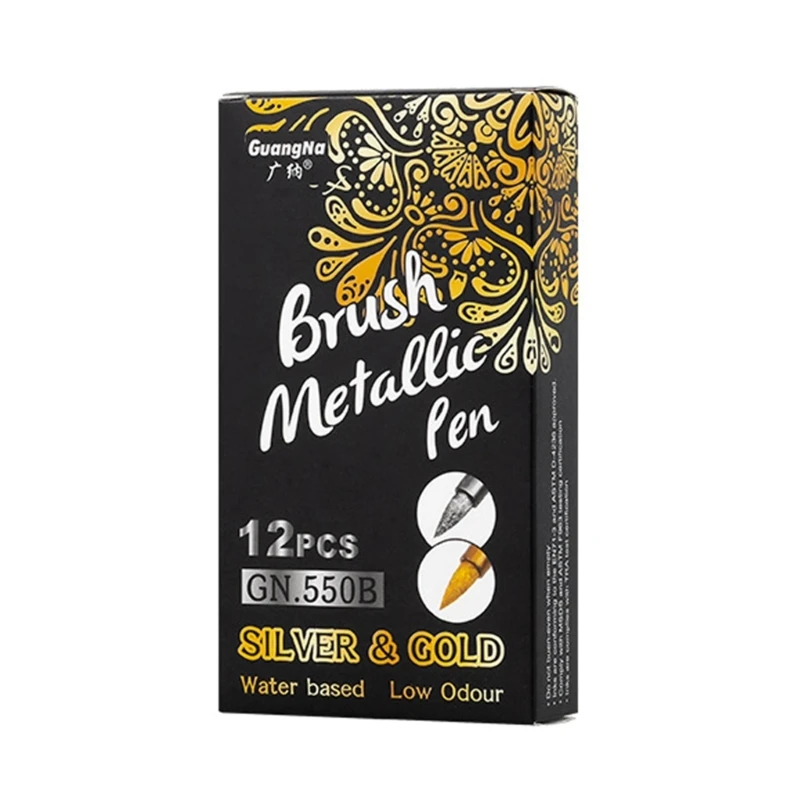 Markery do farb olejnych Malarstwo naskalne, kamień, tkanina, zestaw pisaków kolorze złotym/srebrnym