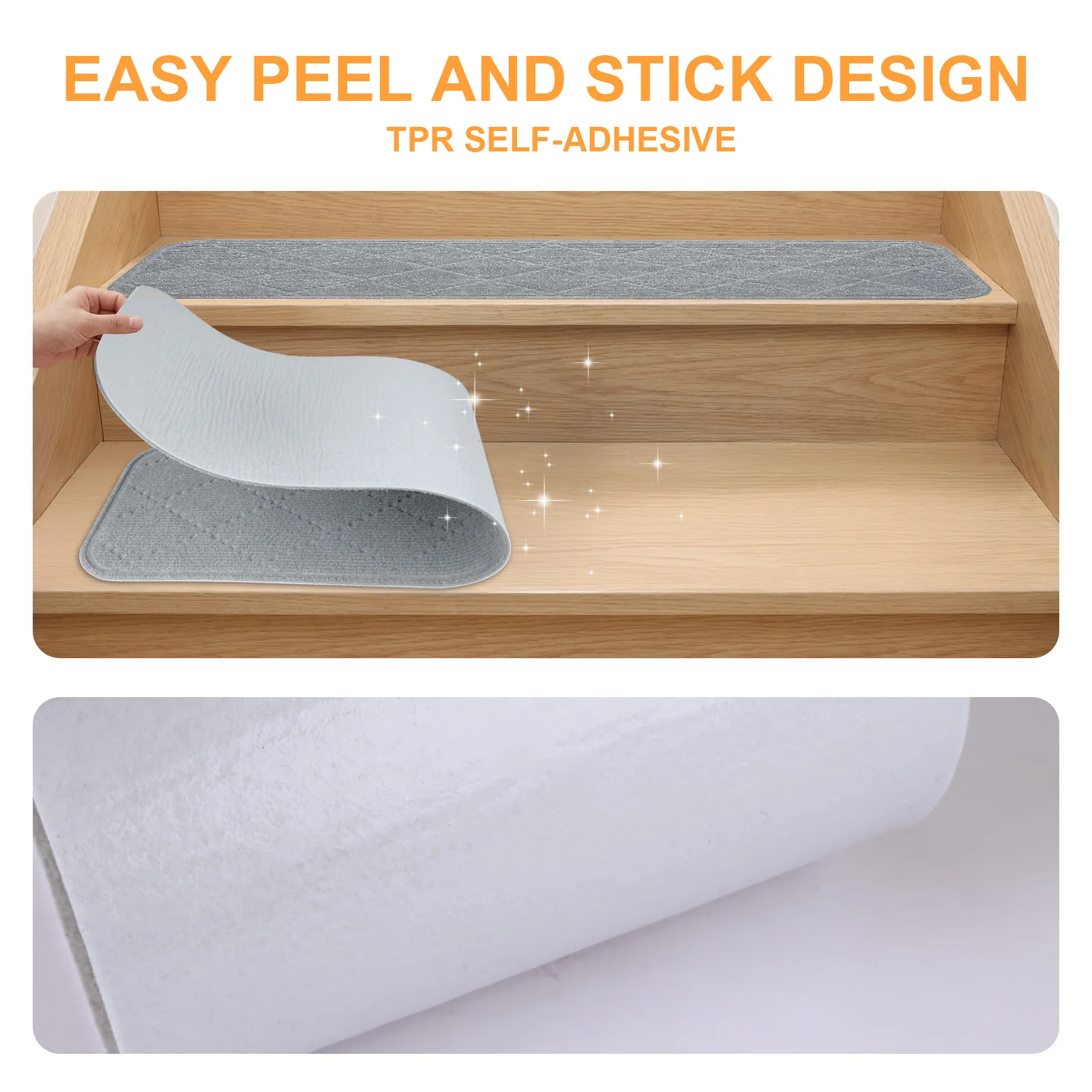 4-15 Stück 20x76CM Treppenmatten Teppichstreifen Rutschfeste Waschbare Teppiche für Außenbereich Polyester Treppenstufen-Matten für Holzstufen – Detail 5