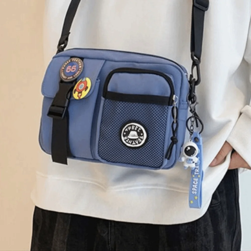 Fashion Quick-dry Canvas Shoulder Bag Harajuku Portable Men Crossbody Bag Solid Color Tote Mobile Phone Pack Travel