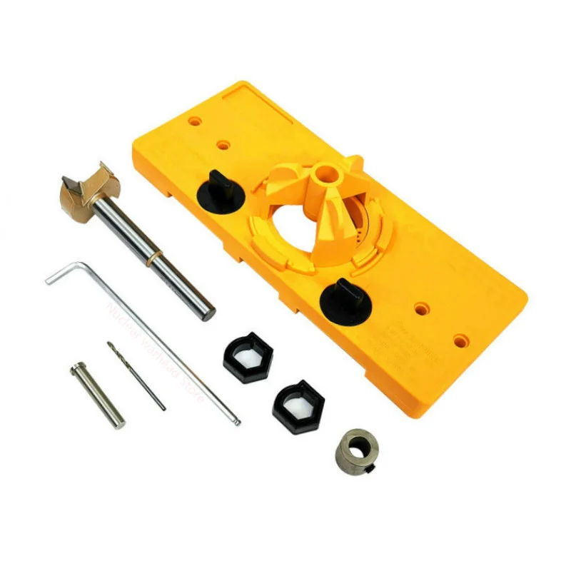 Verborgen 35Mm Luifel Stijl Scharnier Jig Boor Gat Gids + Hout Cutter Bit Carpenter Diy Houtbewerking Gereedschap