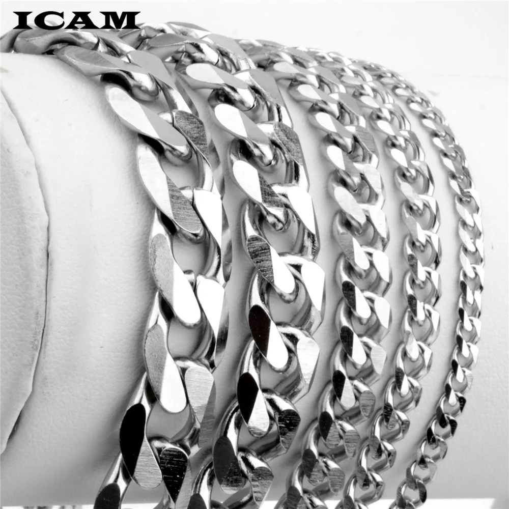 ICAM-Bracelets gourmette en acier inoxydable argenté pour hommes et femmes, lien cubain, bijoux en gros, cadeau, 3-11mm