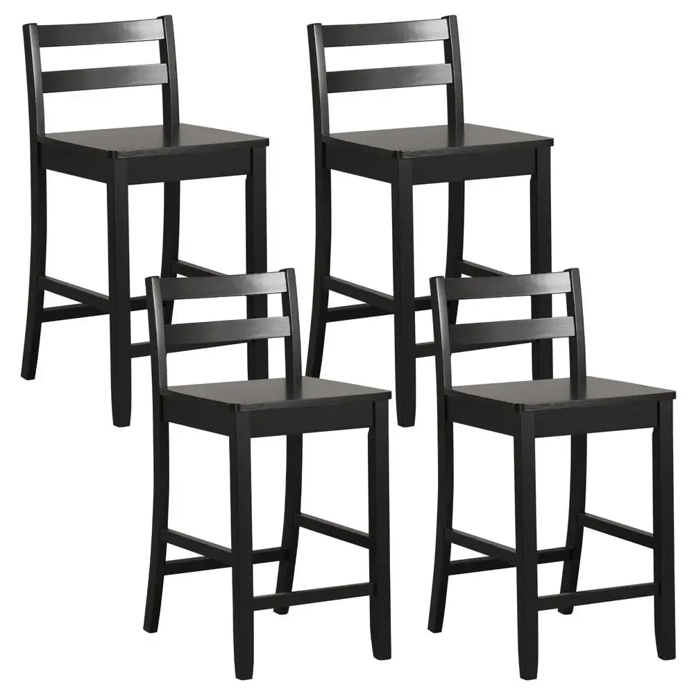 

Wooden Bar Stools Set of 4, 24Inch Counter Height Stools with Ergonomic Backrest amp Footrest, Farmhouse High Dining Chairs for