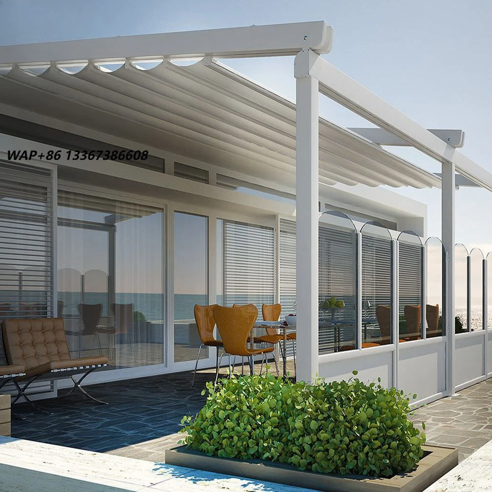 Outdoor Awnings Pergola Retractable Pergola Electric Awning Waterproof Retractable Roof PVC Pergola
