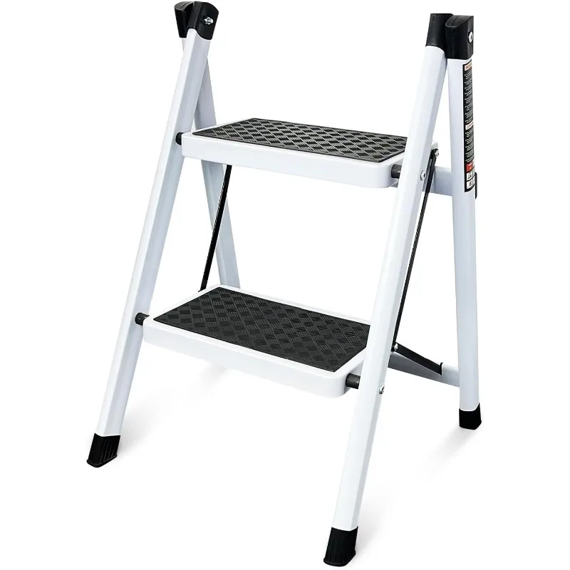 Step Ladder Folding Step Stool with Wide Anti-Slip Pedal, Portable Sturdy Steel Step Ladders Lightweight for Kitchen Household