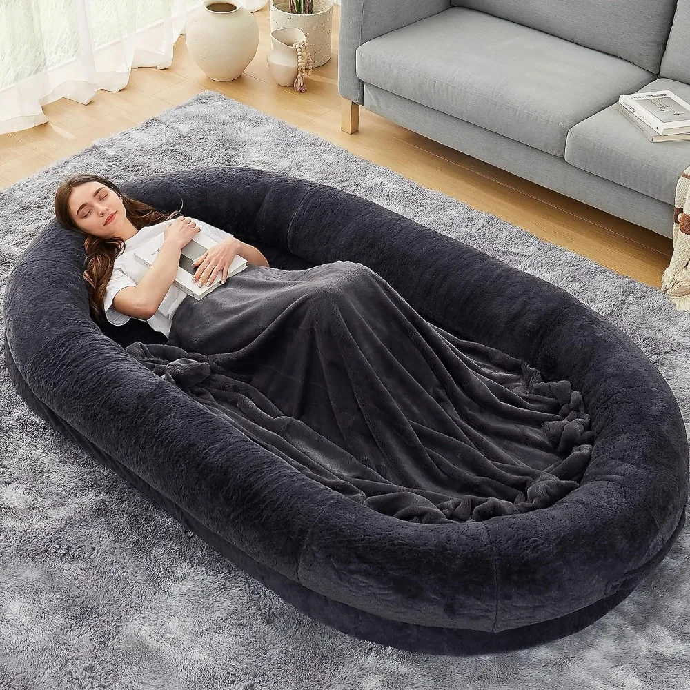 

72"x48"x10" Dog Bed Waterproof Washable Giant Dog Bed for Human Grey Present Soft Blanket freight Free Beds Cushion Supplies Pet