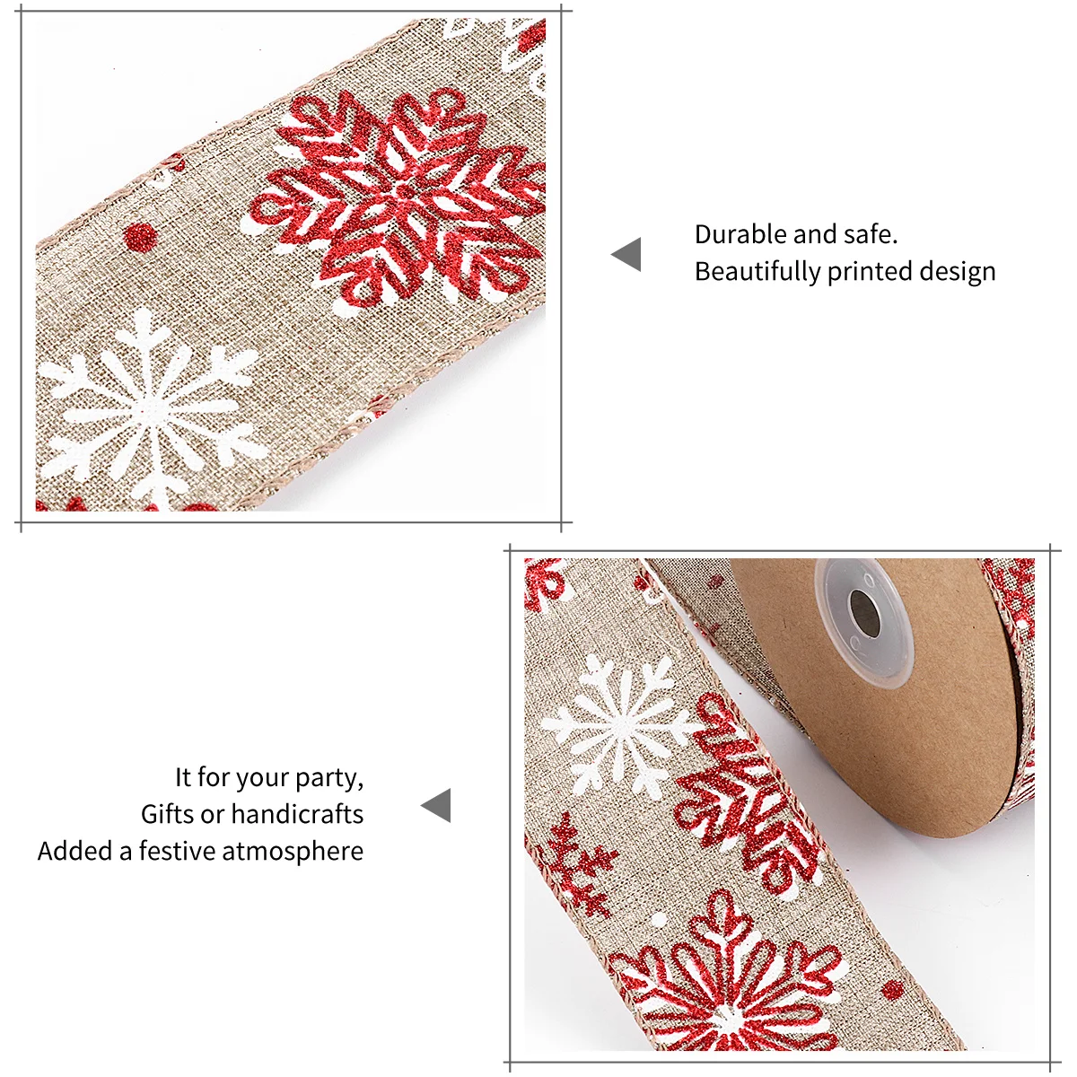 

1 Roll Christmas Craft Ribbon Premium Wide Decoration Tape for Scrapbook Hair Bow Xmas Theme Ribbon Projects DIY Bow Accessories