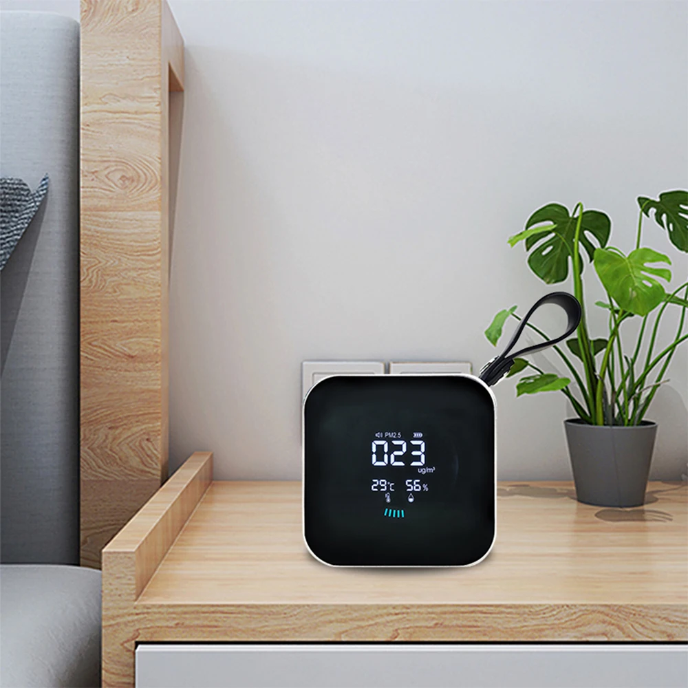 Portable Handheld PM2.5 Air Quality Monitor and Temperature Humidity Meter-Silver