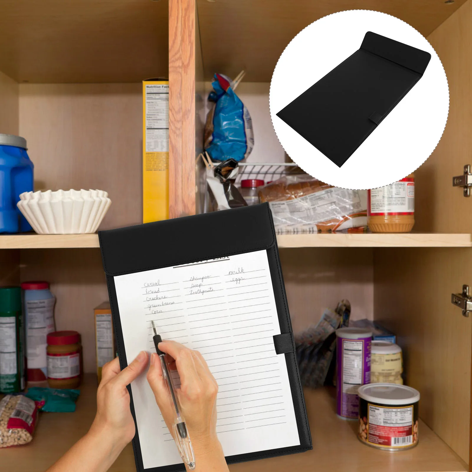 

PU Folder Business File Holder Clip Board Wear Resistant Side Pen Case Office ganizer Multipurpose A4 Writing