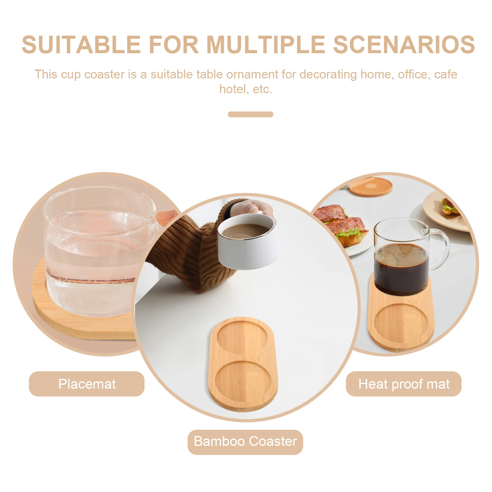

Bamboo Drink Coasters Cup Mat For Coffee Table Household Decor Rustic Cup Cushion Table Protection