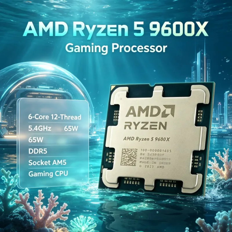 AMD Ryzen R5 9600X Desktop Gaming CPU 6-Core 12-Thread 5.4GHz 65W 32MB L3 4nm DDR5 AM5 Type-C