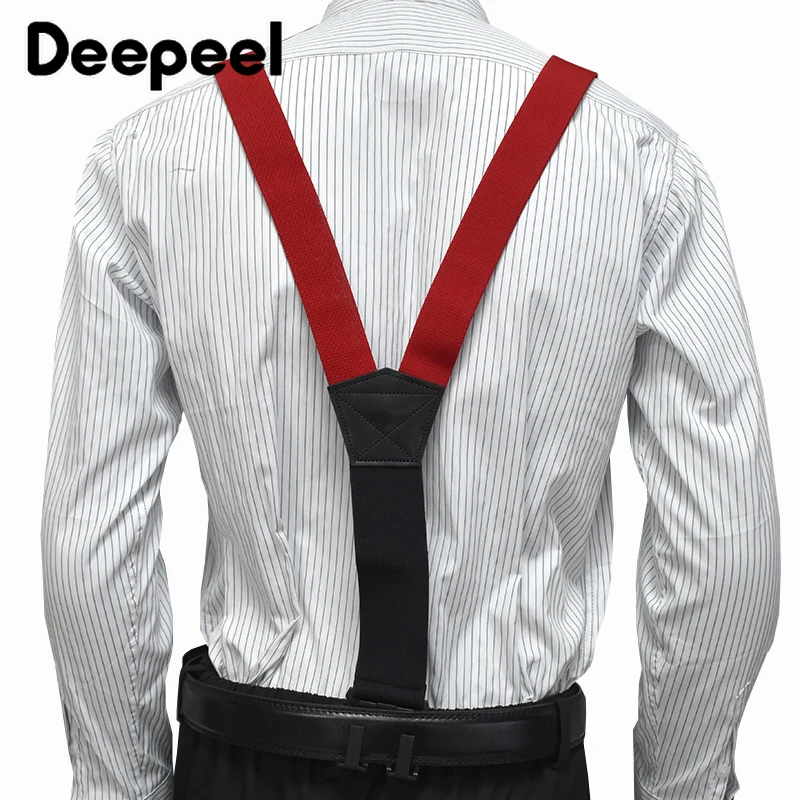 1Pc 3.5*120cm Adult Suspenders for Men Pants Elastic Strap Harness Man Braces Plastic 3 Clips Buckles Male Jockstrap Accessories
