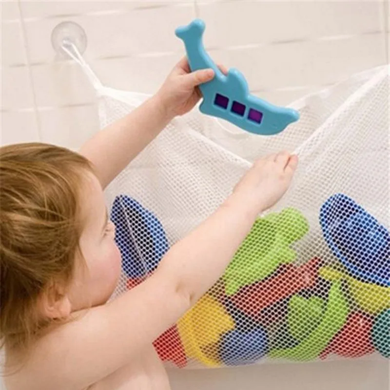 Baby Bathroom Mesh Bag Brinquedos de banho Bag Kids Basket Net Jogos infantis Rede Waterproof Cloth Sand Toys Beach Storage Organizer