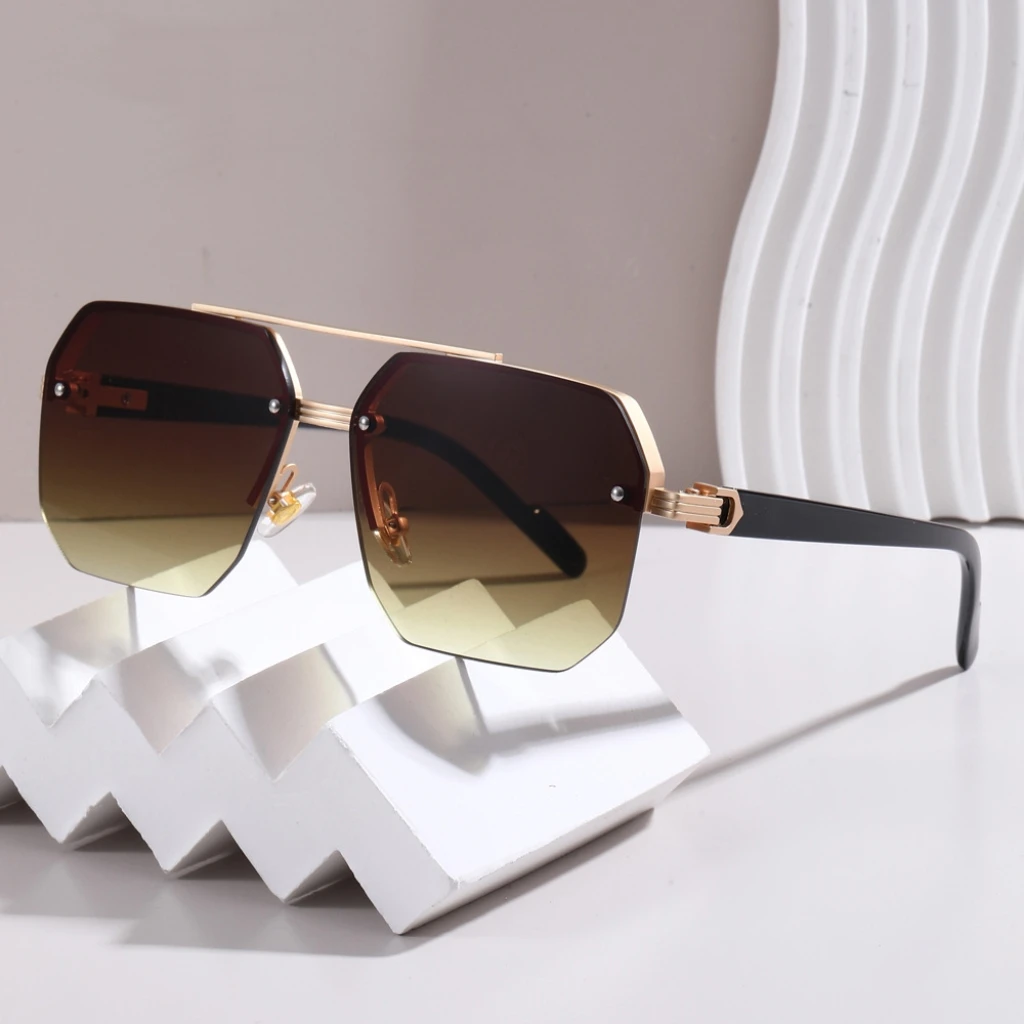 

Vintage Square Sunglasses Half Metal Frame UV400 Sun Shades Women Men Trendy Design Sun Glasses Leisure Driving Eyewear