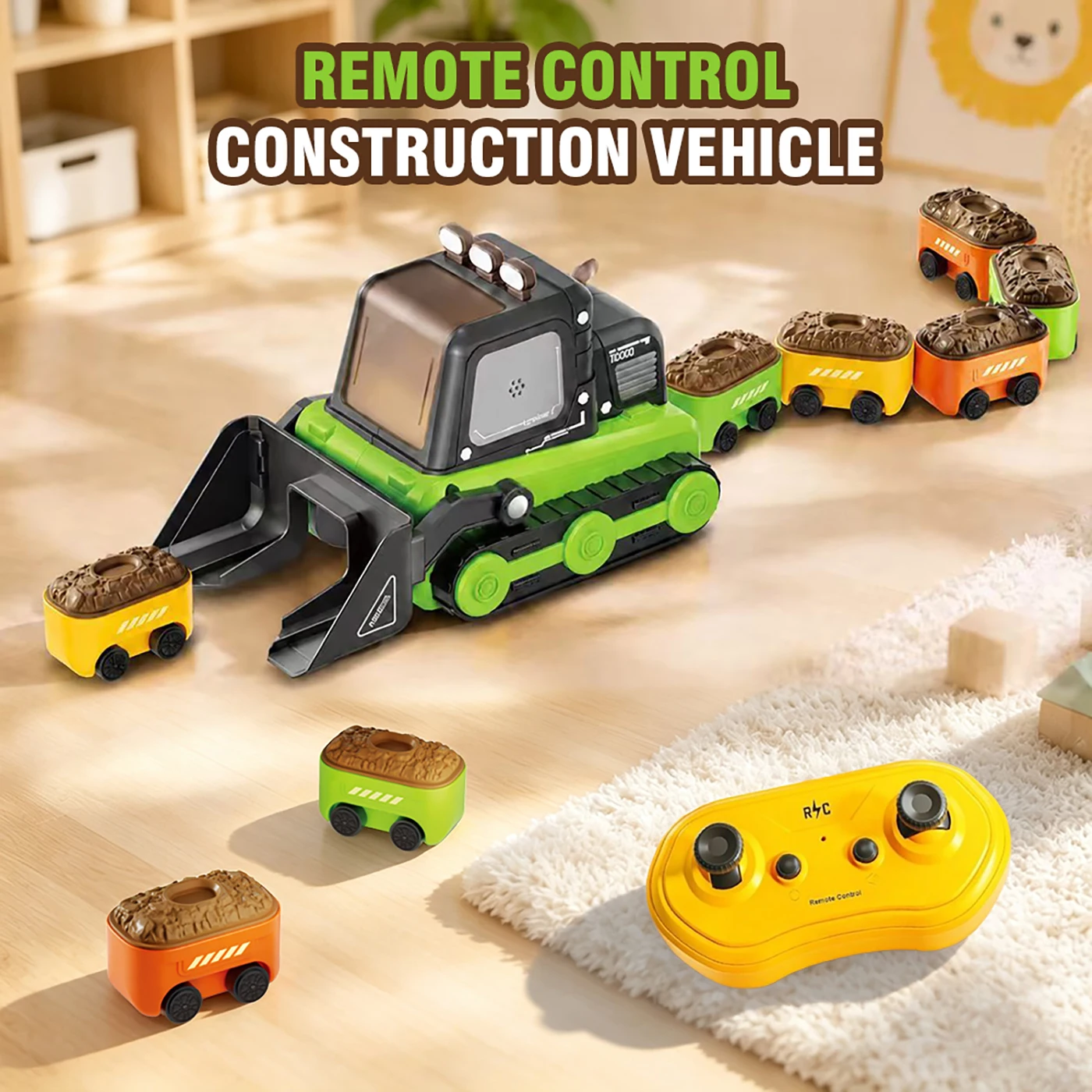 Magnetic RC Bulldozer Remote Control Car 2.4G Construction Vehicle Magnetic Car 2-Player Interactive Chasing Racing Battle Toy