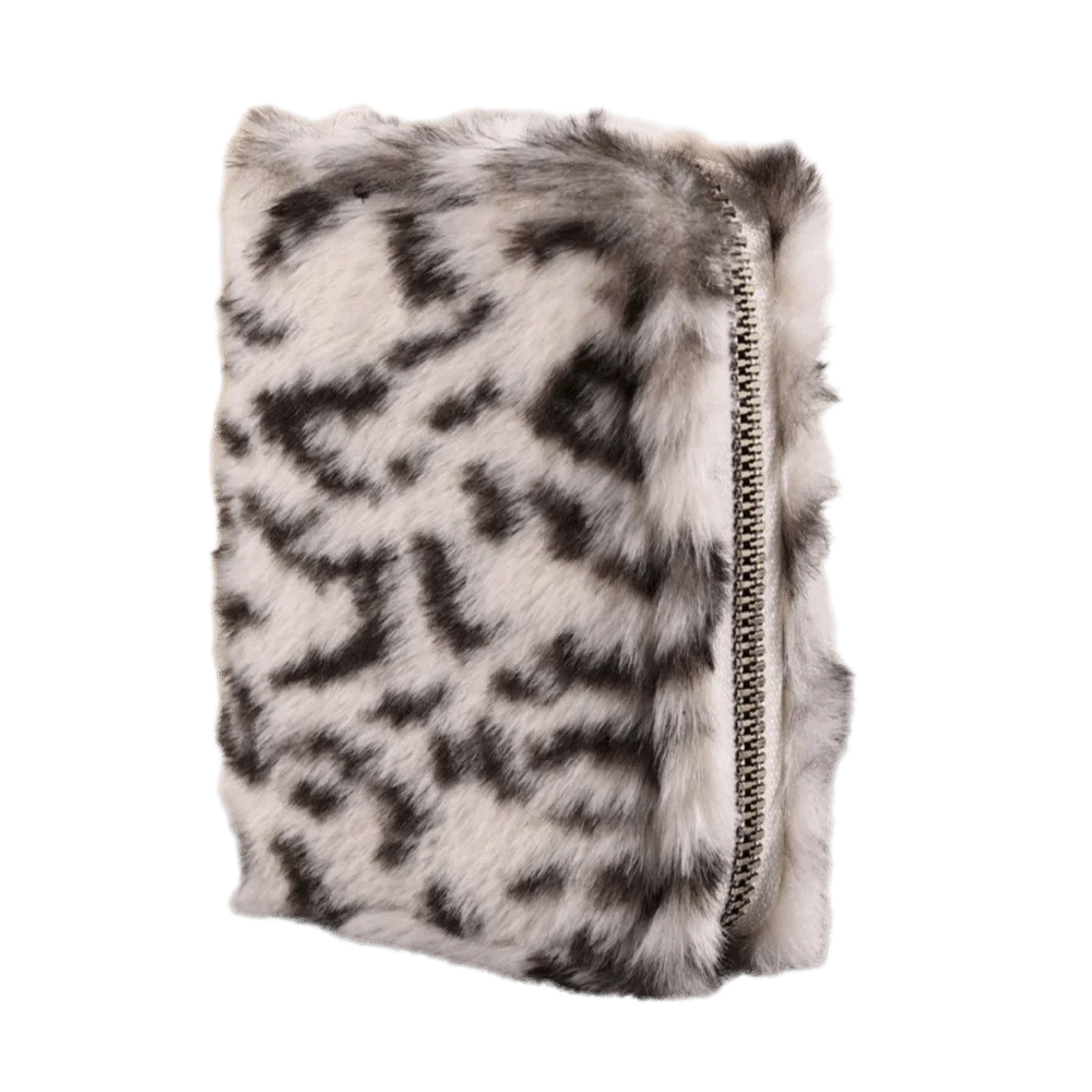 Fashion Furry Leopard Print Coin Purse Large Capacity Multi-Card Slot Zipper Wallet Travel Organizer Soft Storage Bag Cosmetic