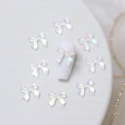 50pcs Summer Aurora Ribbon Nail Art Jewelry 3D Magic Color Resin Pixie Ribbon Nail Decoration DIY Holographic Nail Accessories