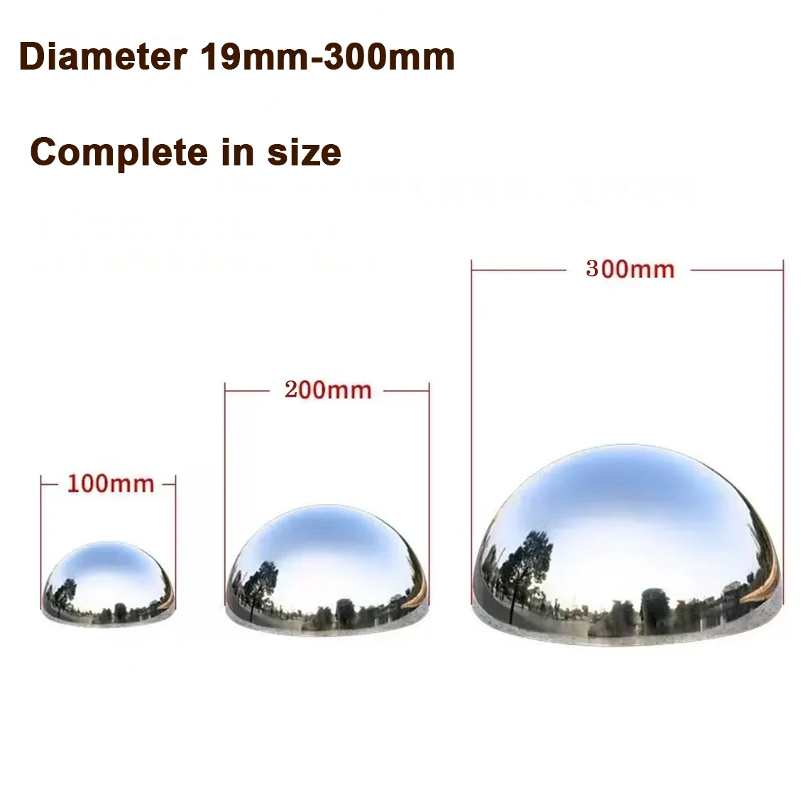 Afbeelding 5: 1 Stuks 304 Spiegel Gepolijst Roestvrij Staal Half Bal Holle Halfrond 1.0 Mm 1.5 Mm 2.0 Mm dikke Decoratieve Dome Cap Voor Ambachten