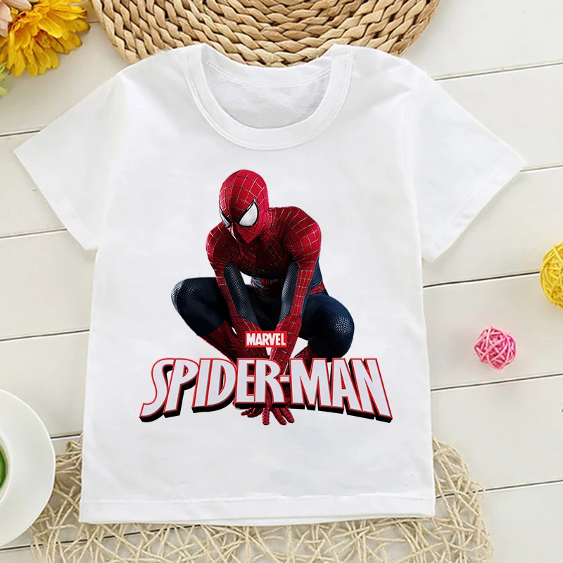 Cartoon Super Hero Spiderman T Shirt Children Kids T Shirt Boys Girls Baby Harajuku Fashion Graphic T-shirt Tshirt Tops